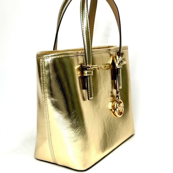 Michael Kors XS Jet Set Travel Top Zip Tote Bag Pale Gold - Picture 4 of 9